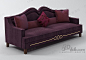 欧式复古紫色植绒布艺红色真丝抱枕弧形靠背带腰垫金丝镶嵌实木底脚双人沙发