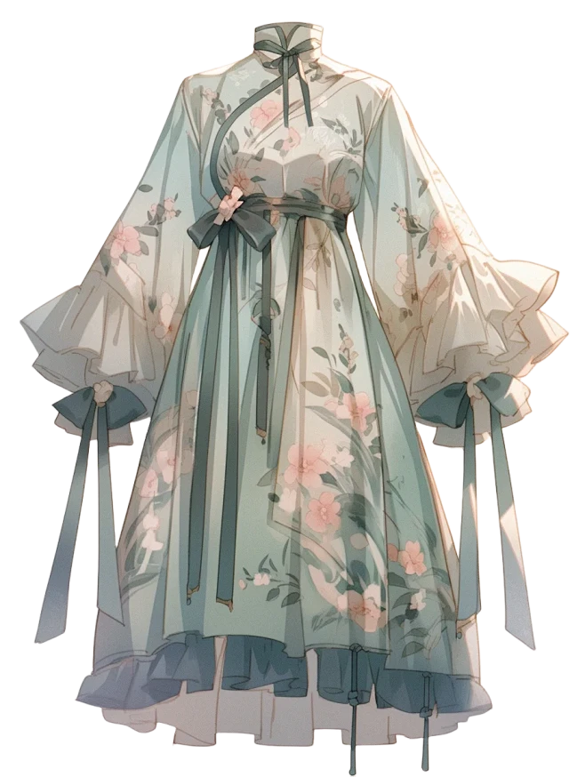 Vol.1新中式古风连衣裙｜oc服装设计素材-花瓣网