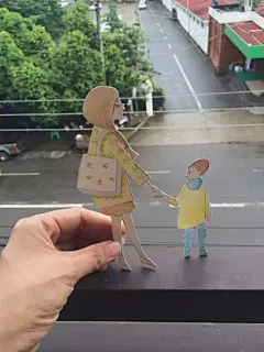 逛街买菜上学插画 拼贴