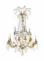 A FRENCH GILT-METAL, ROCK-CRYSTAL AND CUT GLASS TWELVE-LIGHT CHANDELIER, 20TH CENTURY: 