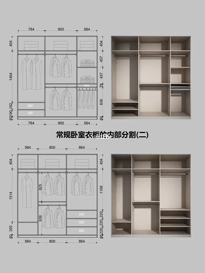 分享几个衣柜尺寸