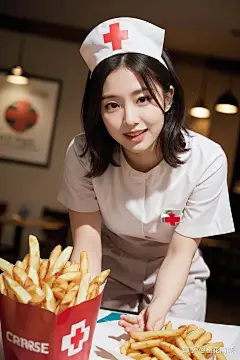 护士在快餐店吃汉堡《Ai绘画写真》 - 知乎
