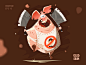 Vector crazy pig monster character design