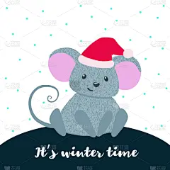 可爱的,贺卡,鼠,新年前夕,传统,2020,雪,模板,传统节日,动物