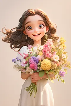 人物模型捧花优雅女孩