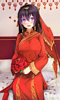 Anime 1200x2000 anime anime girls Miyaura Sanshio Chinese dress long hair purple eyes flowers