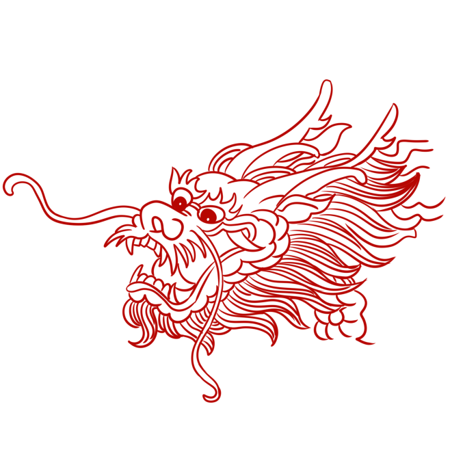 古典中国风红色龙纹龙龙金色龙凤凰剪纸 P...