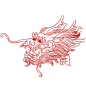 古典中国风红色龙纹龙龙金色龙凤凰剪纸 PNG免抠图案PS素材 (75)