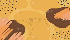 抽象裸棕粉彩米色软粉彩有机背景与花，刷子和液体形状。用于网页设计，社交媒体帖子，横幅，名片，邀请，打