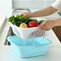 厨房方形塑料双层沥水篮洗菜篮洗水果篮子家用洗菜盆火锅蔬菜篮子