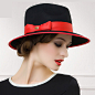 Black bow chapeau fedora pour les femmes chapeaux de laine automne d&#;39usure douce