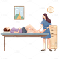 手绘-养生按摩人物场景插画3