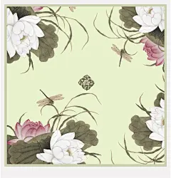 艾叶·艺品 出水芙蓉艺术方巾