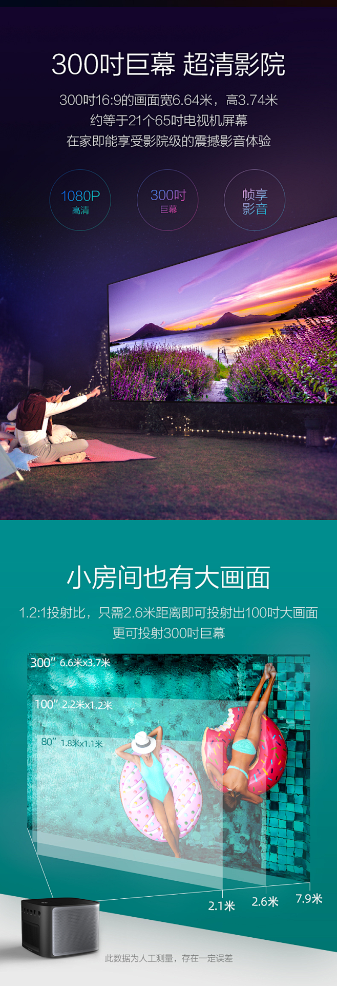 天猫魔屏U1新款投影仪家用卧室语音智能1...