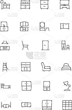家具手绘涂鸦图标3