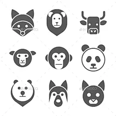 动物的脸.矢量插图——动物角色Animal Face Set. Vector Illustration - Animals Characters卡通动物,熊,猫,收集、牛,可爱,设计师,狗脸,农场,平坦,福克斯,长颈鹿,头,河马,图标,说明,孤立的,猴子,熊猫,象形图,猪,兔子,集,象征,矢量,野生,野生动物,狼 animals, bear, cartoon, cat, collection, cow, cute, designer, dog, face, farm, flat, fox, giraffe