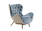 Wing tufted armchair with armrests MARION | Wing armchair by VOLPI