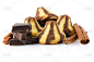 自制的,巧克力脆饼,饼干,褐色,水平画幅,圆锥,无人,榛子,小吃,特写