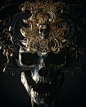 billelis gods Ancient gold 3D death skull ornate baroque geometric
