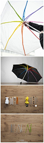 【堆糖创意家居】这是一把可回收的拼装伞，虽说零件是塑料的，但是抗强风没问题，是不是环保又美丽(*￣?￣)ノ更多家居创意→http://t.cn/zTzMwpi