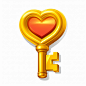 Gold safe key from side, 3d icon,in cartoon style with bright colors