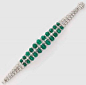 AN ART DECO EMERALD AND DIAMOND BRACELET, BY VAN CLEEF & ARP