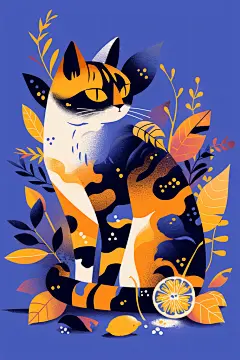 可爱卡通猫咪小黑猫插画素材