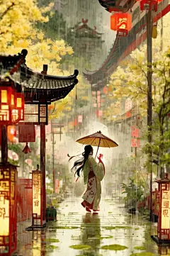 数字艺术雨景图片-众图网