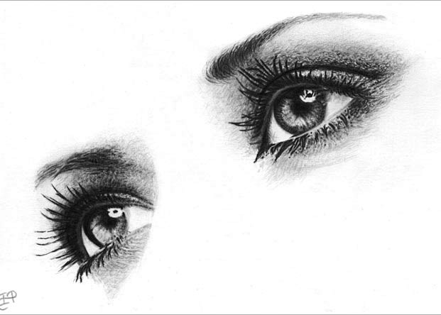 40个漂亮逼真的眼睛特写铅笔画欣赏 #素...