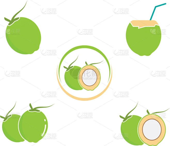 coconut icon design素材-花瓣网