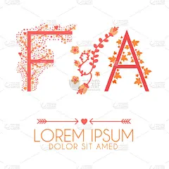 字母F和A标志，字母F和A婚礼邀请标志。现代平面设计概念登陆页面网站，移动应用ui用户体验，横幅海报