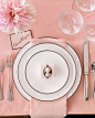 pink & black table settings