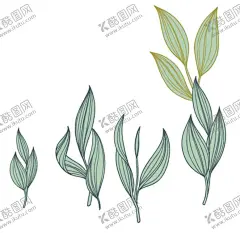 手绘树叶 【酷图网】手绘,插画,卡通,线条,树叶,藤草,茶叶