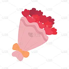可爱的花束。手绘矢量插图。甜蜜的元素为贺卡，海报，贴纸和季节性的情人节设计。