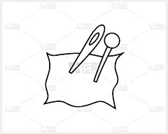 涂鸦针图标孤立在白色。大纲缝纫剪纸艺术。手绘线条艺术。素描矢量图例。每股收益10