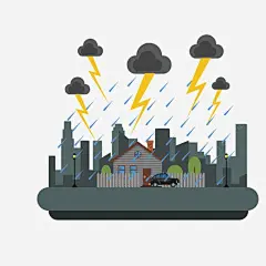 卡通手绘下雨天房屋建筑 免费下载 页面网页 平面电商 创意素材