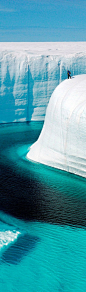 The ice canyons in Greenland were carved by meltwater and are as deep as 150 feet.: 