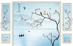 山水画梅花背景墙 【酷图网】山水画,梅花,背景墙,现代背景墙,沙发背景墙,中式背景墙