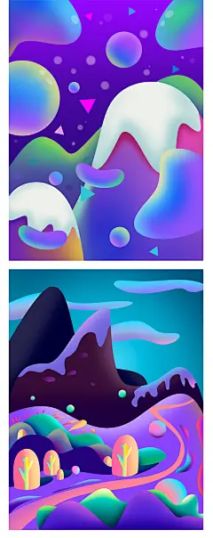 时尚渐变人物流行唯美治愈抽象流体糖果植物风景插画PSD分层素材-淘宝网