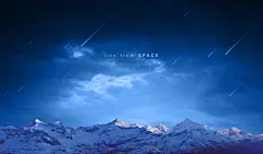 扁平风美丽山峰夜空夜景摄影图