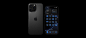Front view of 6.9-inch iPhone 16 Pro Max and back view of 6.3-inch iPhone 16 Pro in Black Titanium