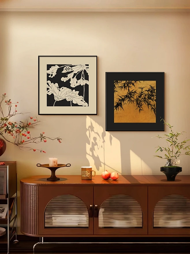 中古餐厅装饰画高级感复古入户玄关组合挂画书房茶室艺术禅意壁画-淘宝网-花瓣网