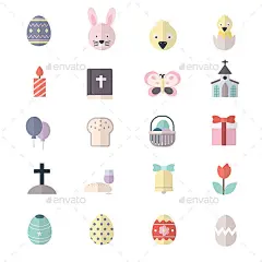 复活节快乐和鸡蛋——季节性图标颜色图标Happy Easter and Egg Icons Flat Color - Seasonal Icons动物,气球,圣经,鸟,花,盒子,兔子,蝴蝶,庆典,鸡肉、基督教堂、十字架,文化,复活节,鸡蛋,花卉,鲜花,礼物,快乐,节日,兔子,宗教,丝带,季节性,季节,灵性,春天,郁金香,充满活力 animals, balloon, bible, bird, blossom, box, bunny, butterfly, celebration, chicken, chri