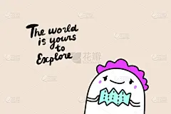 绘画插图,卡通,男人,矢量,手,地球,时尚,探险,绘制