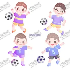 足球卡通男生蓝色球衣 【酷图网】足球,卡通,插画,男生,男孩,踢足球,蓝色球衣,快乐足球