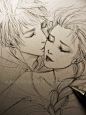 Jelsa - Frozen kiss - Sketch by Lehanan on deviantART