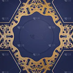 名片模板在深蓝色与希腊金图案为您的接触。