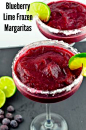 Blueberry Lime Frozen Margaritas -  #drinks, #summer #blueberries #Lime #vegan #glutenFree #kosher #margaritas