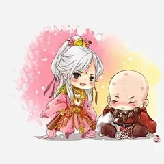 手绘美女和小和尚高清素材 小沙 免费下载 页面网页 平面电商 创意素材 png素材
