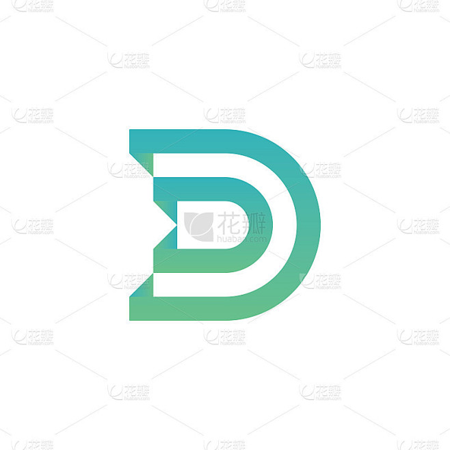字母D图标模板矢量插图